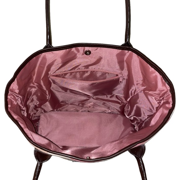 SIGRID OLSEN Pastel Neutral Print Canvas Brown Leather Shoulder Tote Bag - Picture 7 of 8